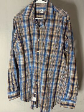 Peter Millar Men's Plaid Button-Down Shirt - Blue & Brown
